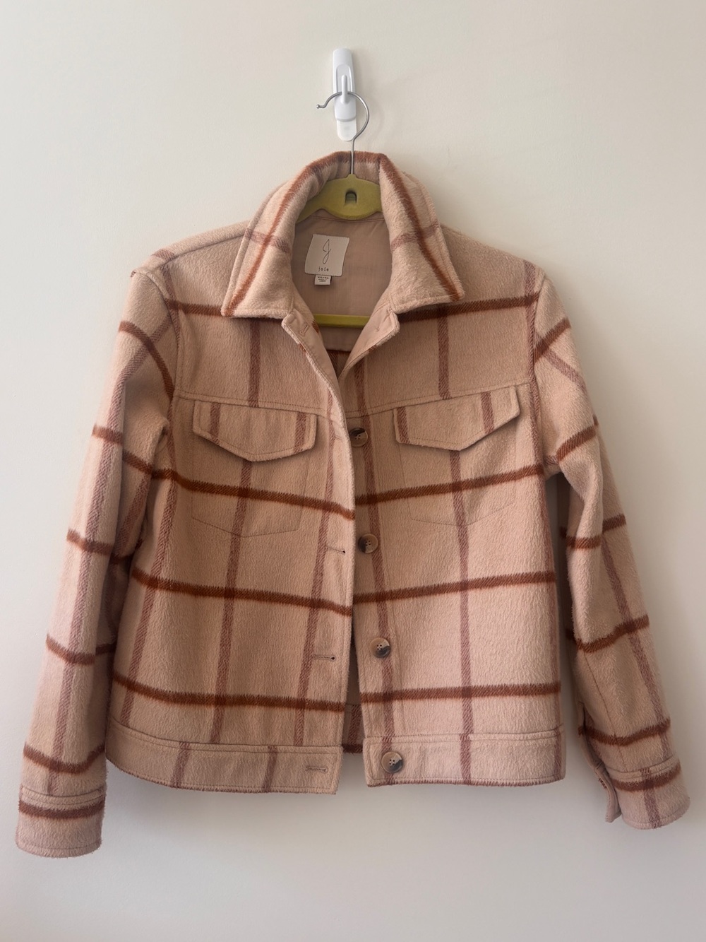 Joie Cream & Brown Plaid Button-Front Jacket